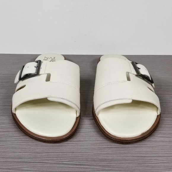 Naturalizer Faryn Big Buckle Slide Sandal, Ivory Leather, Womens Size 9 - Picture 2 of 9